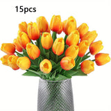 Set van 15 Realistische Kunst Tulpen – Perfect voor Bruiloften en Seizoensgebonden Decoraties