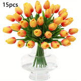 Set van 15 Realistische Kunst Tulpen – Perfect voor Bruiloften en Seizoensgebonden Decoraties