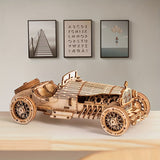 Vintage 3D Houten Auto Puzzel – Mechanisch Model met Tandwielen en Gedetailleerd Ontwerp