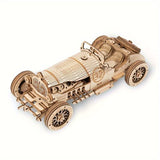Vintage 3D Houten Auto Puzzel – Mechanisch Model met Tandwielen en Gedetailleerd Ontwerp