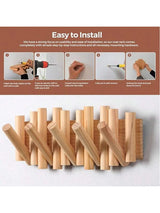 Houten pianokapstok met schuine dennennagels | Kapstok | Unieke wandkapstok voor entree of slaapkamer