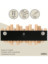 Houten pianokapstok met schuine dennennagels | Kapstok | Unieke wandkapstok voor entree of slaapkamer