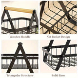 Twee- en Drie-Laagse Opbergmand met Houten Handvat - Stijlvolle Oplossing voor Keuken en Badkamer