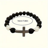 Glow-in-the-Dark Kralenarmband met Kruis - Voor Een Unieke Stijl