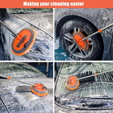 Microvezel Auto Wasborstel met Lang Handvat – Verwijderbare Mopkop voor Krasvrije Reiniging