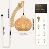Rustieke Bamboe Wandlamp – Geweven Schaduw met Stekker Vintage Stijl