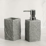 Grijze Resin Badkamer Set – Luxe Set van 4 Stuks voor een Elegante Badkamer