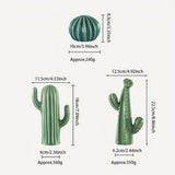 Trio van Keramische Cactusdecoraties – Gestreepte & Textuurrijke Binnenornamenten