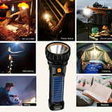 SolarBeam LED Zaklamp - Oplaadbaar met Zonnepaneel & USB