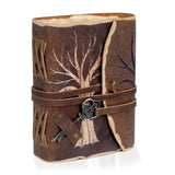 Handgemaakt Vintage Notitieboek met Leren Look en Sluitsleutel – Voor Creatieve Geesten
