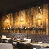 Rustieke Bamboe Wandlamp – Geweven Schaduw met Stekker Vintage Stijl