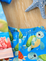 Turtle Print Zomer Set – Casual T-Shirt en Shorts voor Jongens