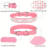 Verstelbare Leren Hondenhalsband met Strass – Sterk en Duurzaam