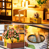 Miniatuur Villa 3D Puzzel Kit – Handgemaakt Model met LED Verlichting en Gedetailleerd Interieur