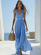 Heldere en mooie hoogwaardige chiffon lichtblauwe maxi jurk voor dames