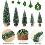 SNOWPINE BRUSH – Vlokkerig Mini-kerstboomset (5 delen) voor kerstdecoratie