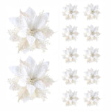 GLOWPETAL – 14,5 cm grote glinsterende kerstbloemen in Roze, Rood en Goud