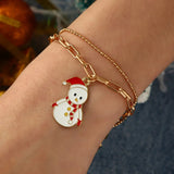 JINGLITE – Verstelbare, vergulde, feestelijke charms-armband voor de kerstsfeer