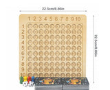 Leer spel Houten bord voor vermenigvuldiging 1–10 met kaarten & dobbelstenen