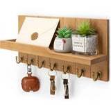 Houten Sleutelhouder met Plank - Stijlvolle Wandoplossing voor Sleutels en Post
