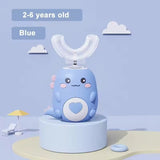 U-vormige Kinder tandenborstel met geluidsreiniging en siliconen opzetstuk