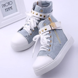 Witte Hoge Leren Sneakers met Rits voor Dames – Ava