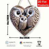 Rustiek Houten Uil Familie Hart Teken - Voor Een Warm Thuis