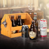Houten Flessen Caddy met Flesopener - Perfect Vaderdag Cadeau of Relatiegeschenk