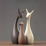 Keramische Hert Beeld Set – Luxe Decor voor Woonkamer en Kantoor