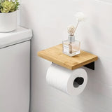 Houten Toiletpapierhouder met Plank – Ideaal voor Wandmontage
