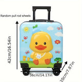 Leuke Kinderkoffer met Eend-ontwerp – Ideaal voor Kinderen, 16.5 Inch met Geruisloze Wielen