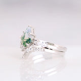 Stijlvol 2-delig Mosagaat Ringenset - Serenia