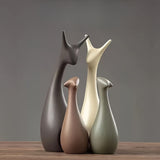 Keramische Hert Beeld Set – Luxe Decor voor Woonkamer en Kantoor