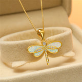 Gouden Libelle-Halsketting met Opal – Isolde