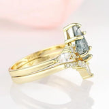 Stijlvol 2-delig Mosagaat Ringenset - Serenia