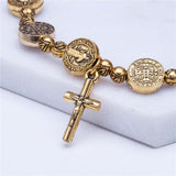Gouden en zilveren Christelijk kruisarmband – Solana