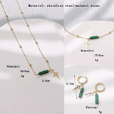 Natuurlijke Malachiet Ster Hanger Oorbellen, Halsketting en Armband – Maria