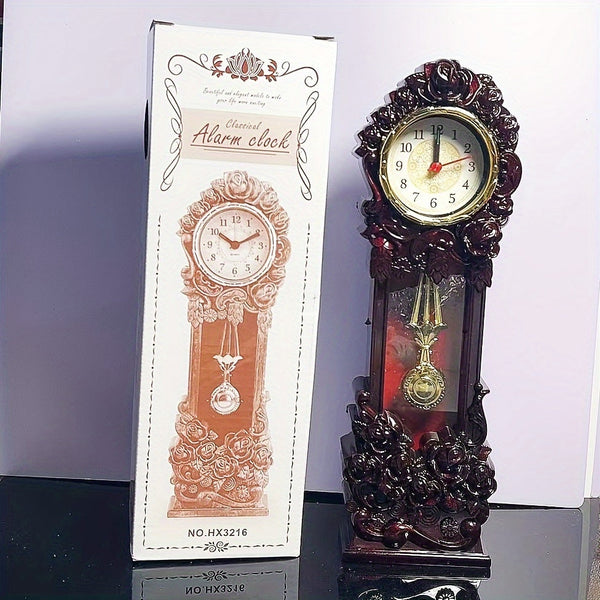 Elegante Vintage Bloemen Pendulum Klok – Sfeervolle Decoratie voor je Woonkamer of Kantoor