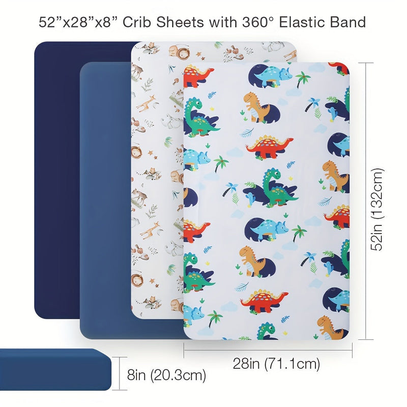 Zachte Dierenprint Wieg Lakens – 4-Delige Set voor Comfort en Stijl in de Babykamer