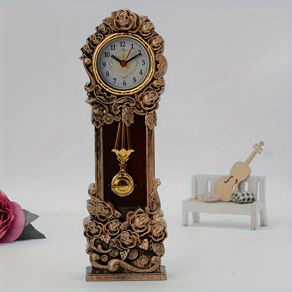 Elegante Vintage Bloemen Pendulum Klok – Sfeervolle Decoratie voor je Woonkamer of Kantoor