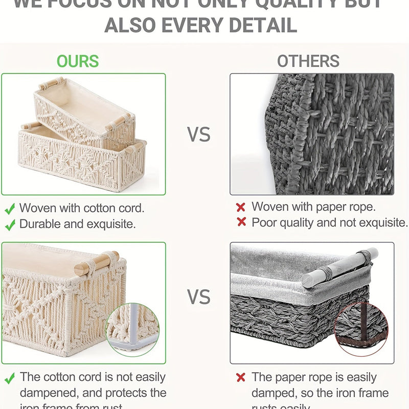 Set van 2 Handgemaakte Macramé Opbergmanden – Boho Chic Voor Een Stijlvolle Opruiming