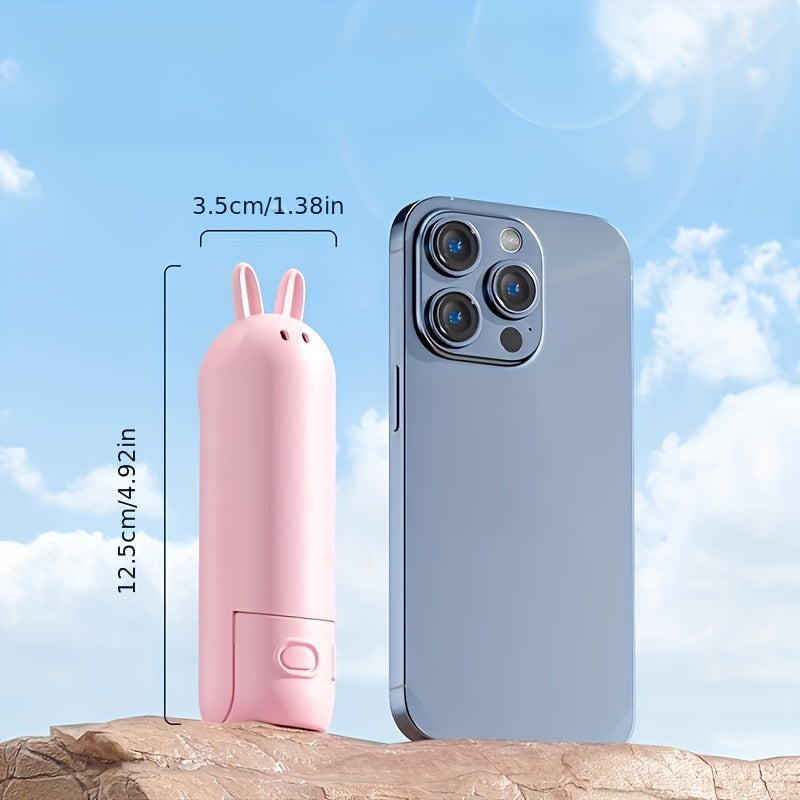 Mini Handheld Ventilator – 2-in-1 USB Oplaadbare Fan met Schattige Konijnvorm voor Reizen en Zomer