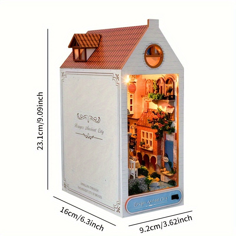 DIY Brugge Huis Boekenstandaard – 3D Houten Model van de Oude Stad