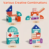 Houten Stad Bouwblokken Set - Plezierige Speelervaring voor Kinderen