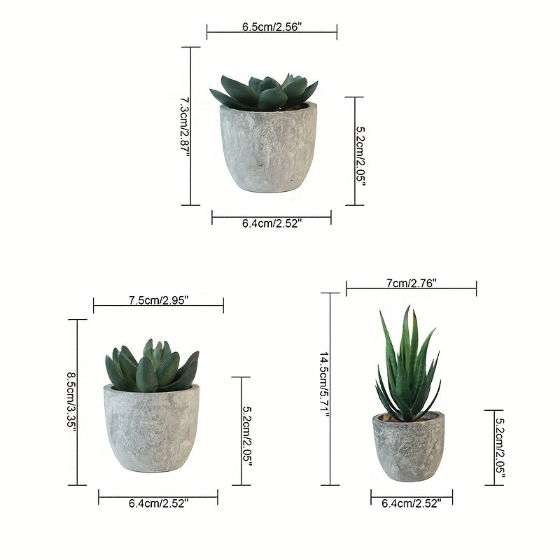Decoratieve Mini Kunstplantenset in Betonlook – Stijlvolle Groene Touch voor Elk Interieur