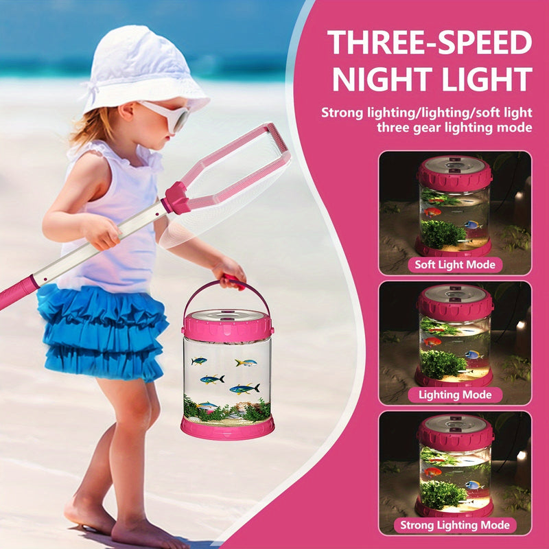 Strandavontuur Speelset voor Kinderen – Compleet met Opvouwbare Emmer, Schep en Net voor Buitenexploratie