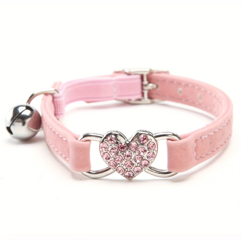 Sparkling Heart Kattenhalsband – Voeg een Luxueuze Touch Toe aan de Look van je Kat