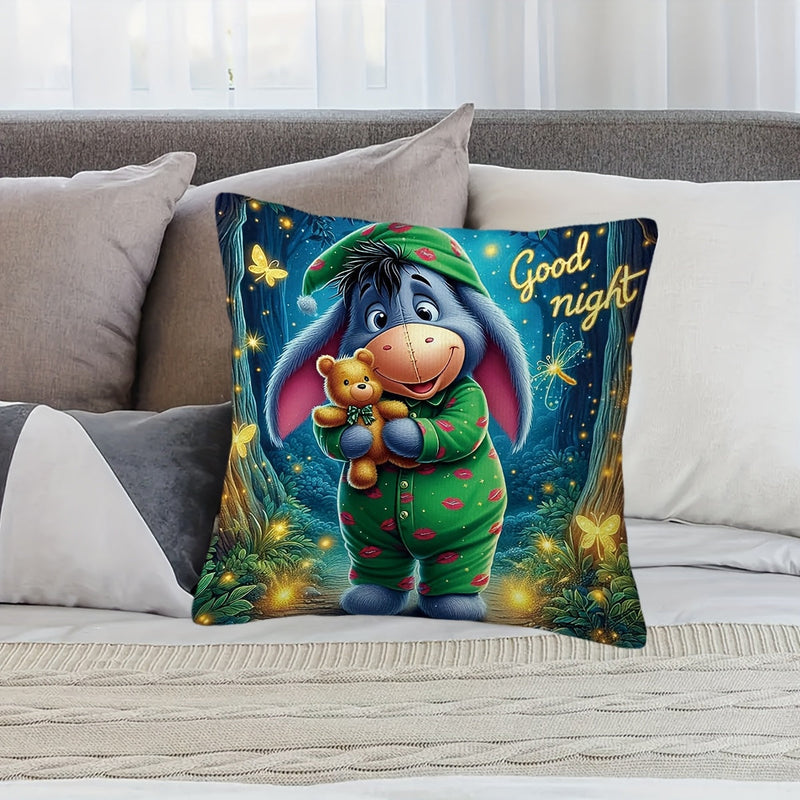 Eeyore Pluche Kussenhoes - Speels Dubbelzijdig Ontwerp met Ritssluiting voor Woonkamer en Slaapkamer