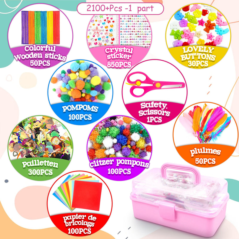 Complete Knutselset voor Kinderen – Creatieve Set met Stickers, Stokken, Veren en Meer