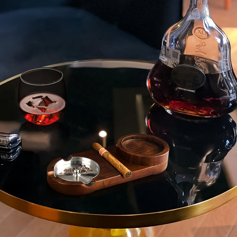 Creatieve Sigaren Asbak en Whiskey Glas Tray - Het Perfecte Vaderdag Cadeau of Relatiegeschenk